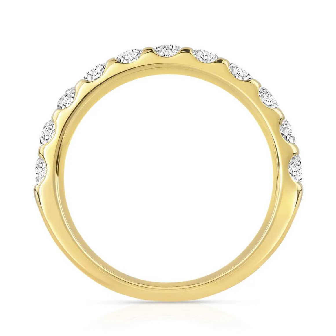 Alliance demi-tour or 750 jaune diamants synthétiques 0.75 ct.