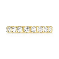 Alliance demi-tour or 750 jaune diamants synthétiques 0.75 ct.