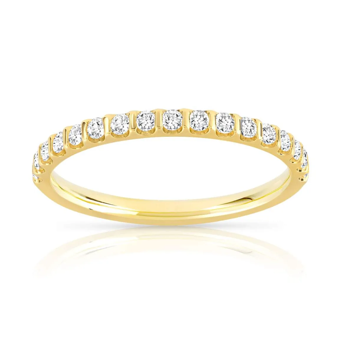 Alliance demi-tour or 750 jaune diamants synthétiques 0.25 ct.