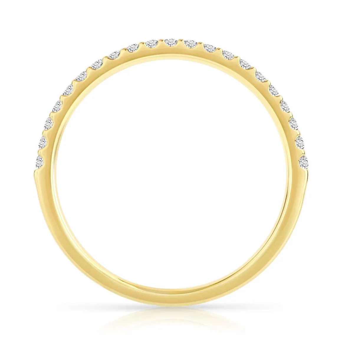 Alliance demi-tour or 750 jaune diamants synthétiques 0.15 ct.