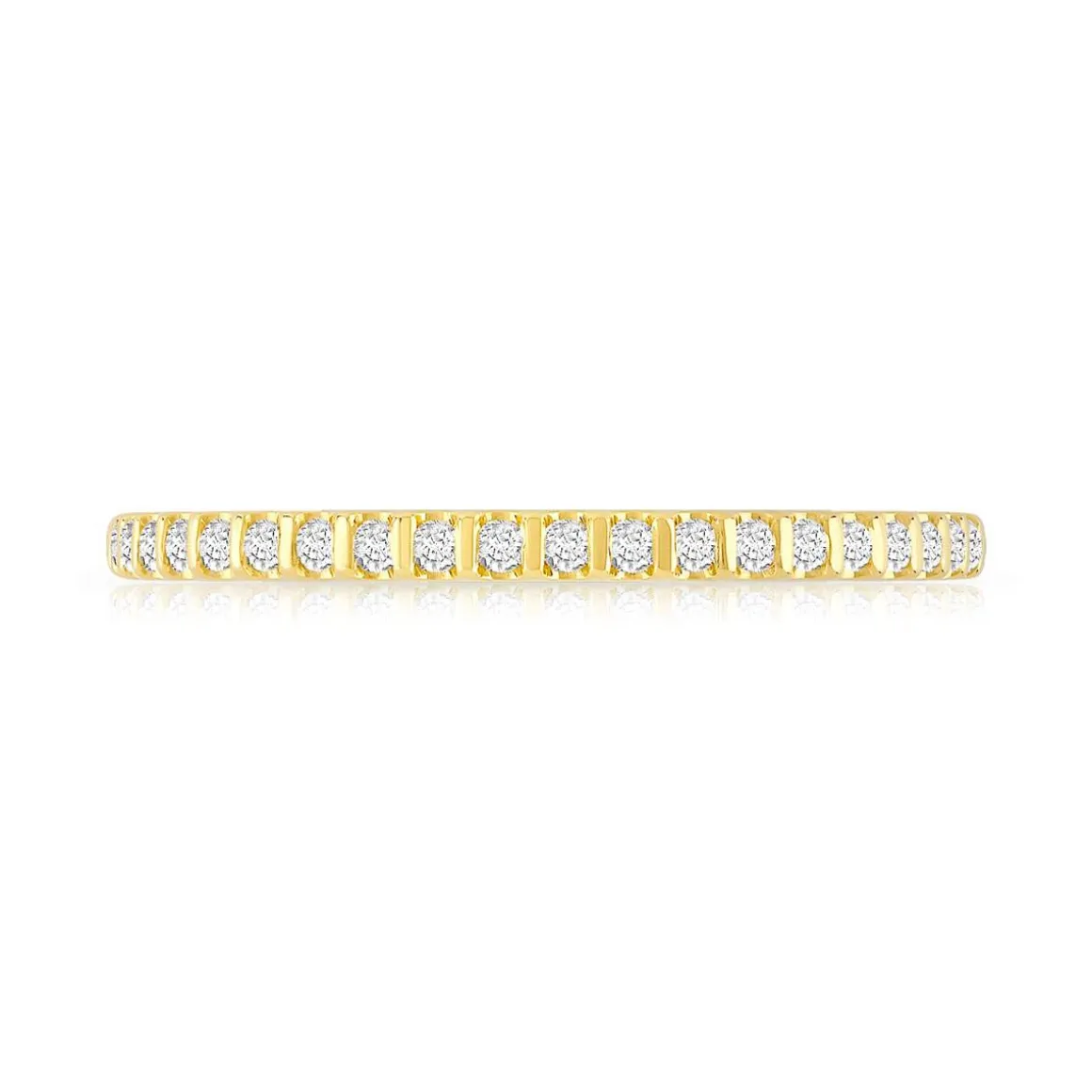 Alliance demi-tour or 750 jaune diamants synthétiques 0.15 ct.