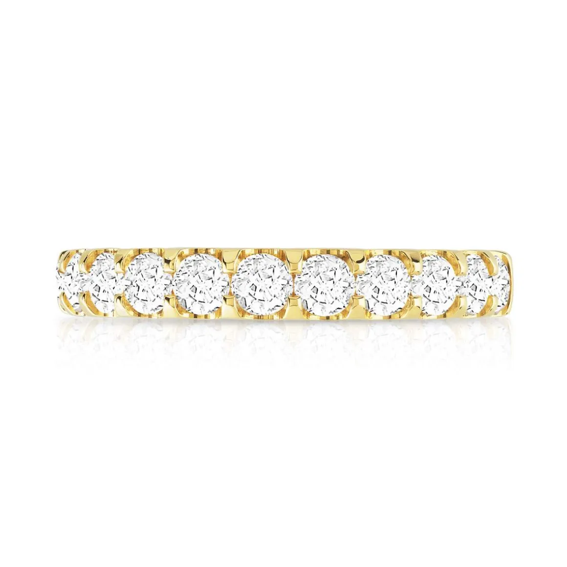 Alliance demi-tour or 750 jaune diamants synthétiques 1 ct.