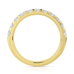 Alliance demi-tour or 750 jaune diamants synthétiques 1 ct.