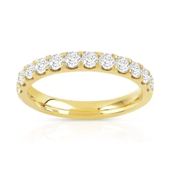 Alliance demi-tour or 750 jaune diamants synthétiques 0.75 ct.