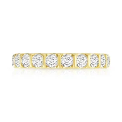 Alliance demi-tour or 750 jaune diamants synthétiques 1 ct.