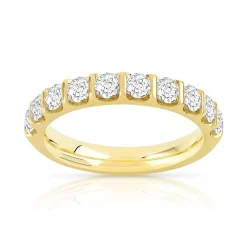 Alliance demi-tour or 750 jaune diamants synthétiques 1 ct.