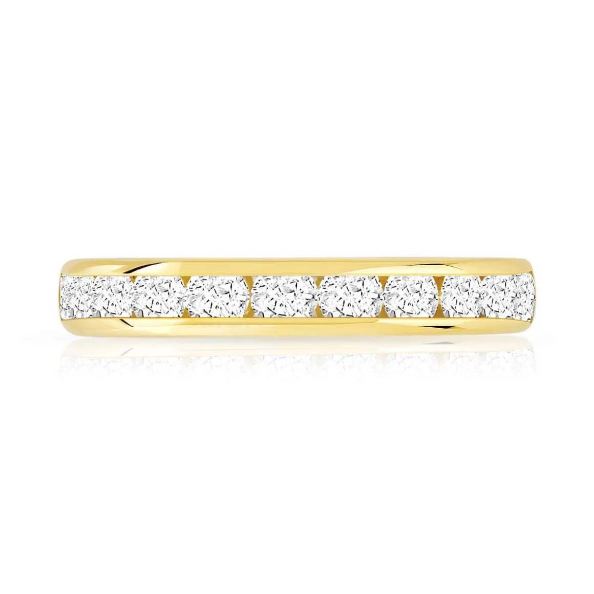 Alliance demi-tour or 750 jaune diamants synthétiques 1 ct.