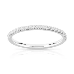 Alliance or 750 blanc demi-tour diamants synthétiques 0,15 carat