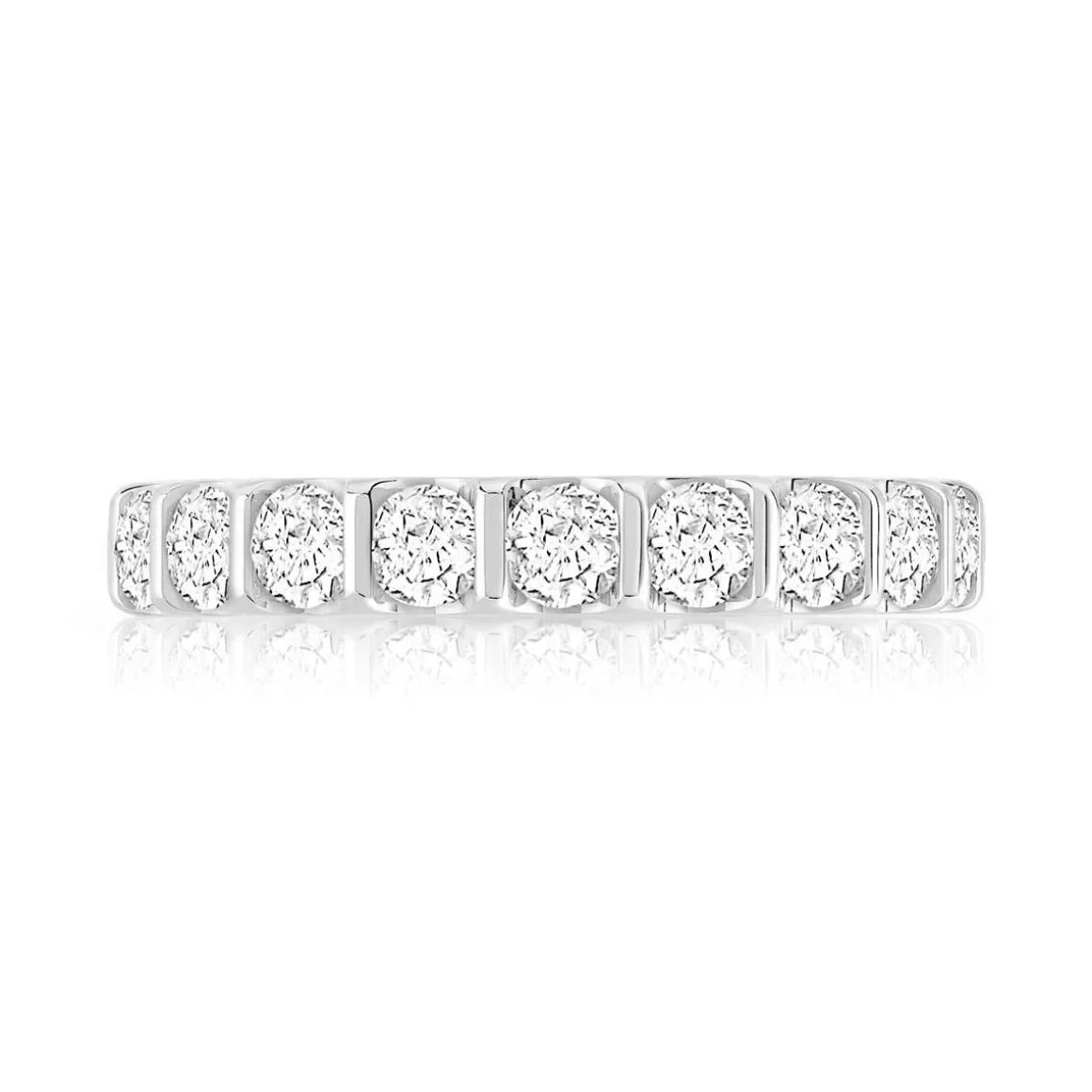 Alliance or 750 blanc diamants synthétiques total 2 carats