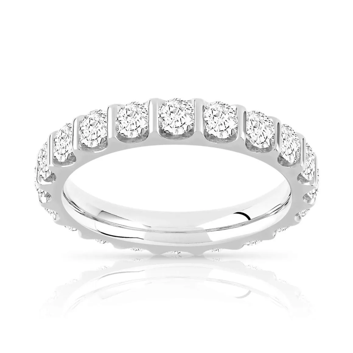 Alliance or 750 blanc diamants synthétiques total 2 carats