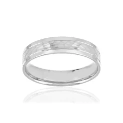 Alliance or 750 blanc effet martelé
