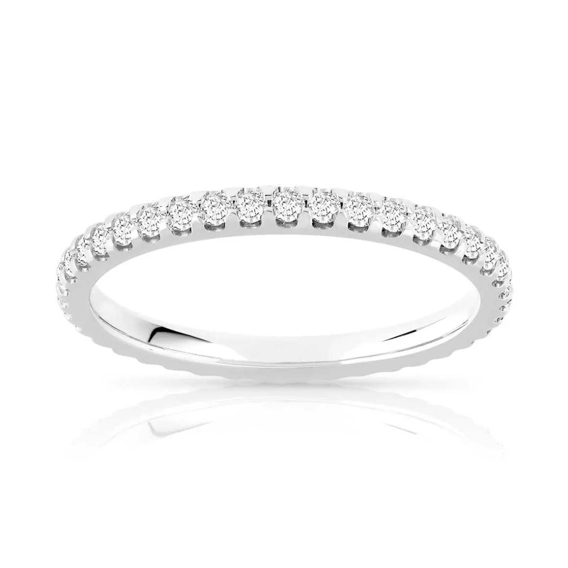 Alliance or 750 blanc tour complet diamants synthétiques 0,50 carat