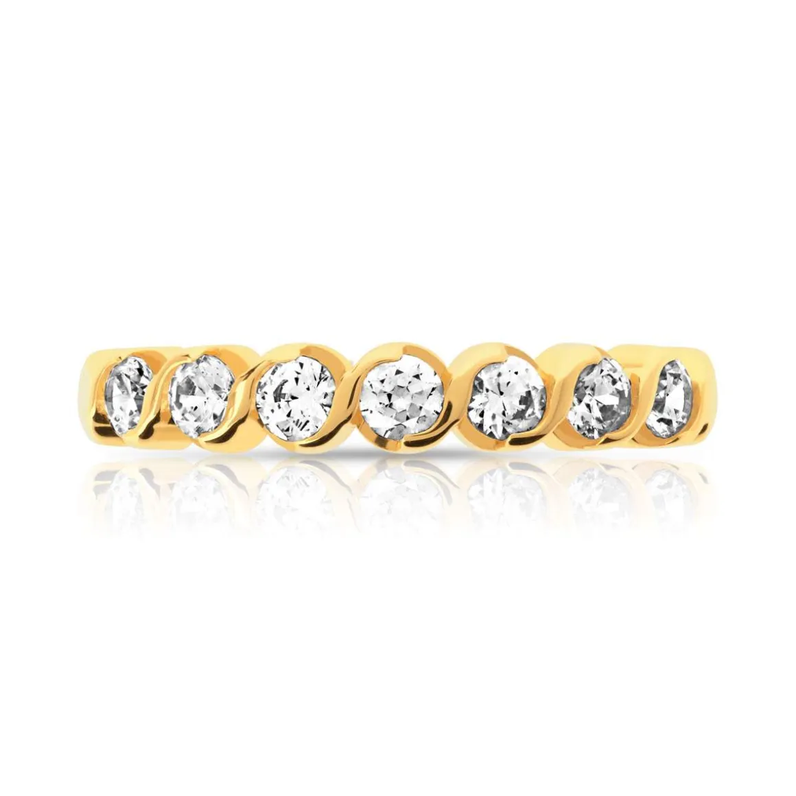Alliance or 750 jaune demi-tour diamants