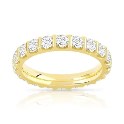 Alliance or 750 jaune diamants synthétiques total 2 carats