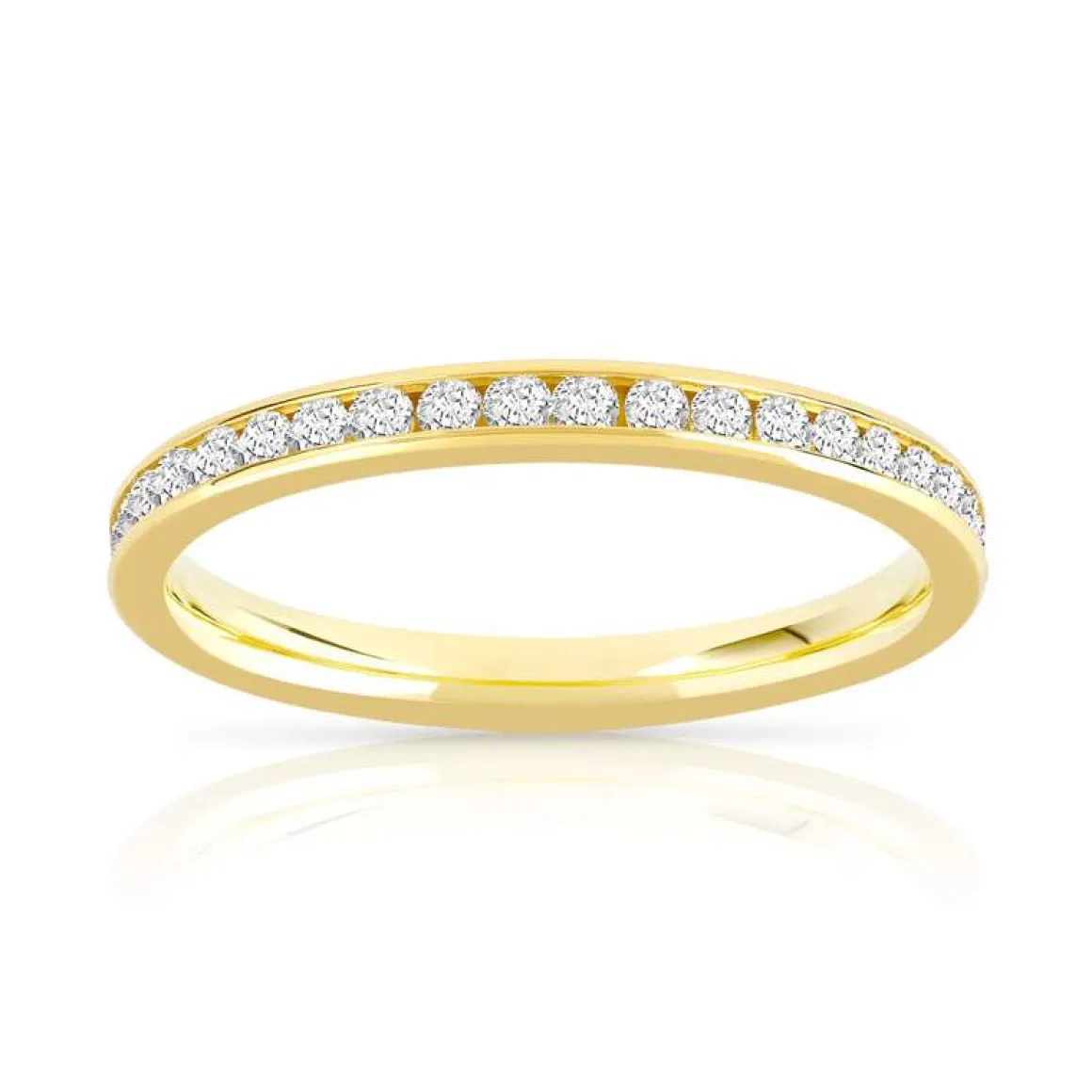 Alliance or 750 jaune tour complet diamants 0.50 ct 2.1mm