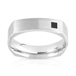 Alliance palladium 950 brossé et diamant noir traité