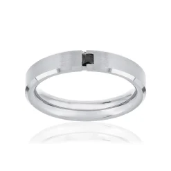Alliance platine 950 blanc diamant noir traité HSI 0.1 carat