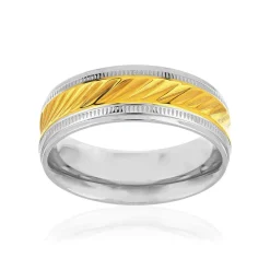 Bague acier bicolore jaune