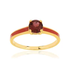 Bague acier laqué et grenat