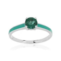 Bague acier laqué et quartz