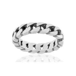 Bague acier maille gourmette