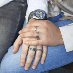 Bague acier maille gourmette