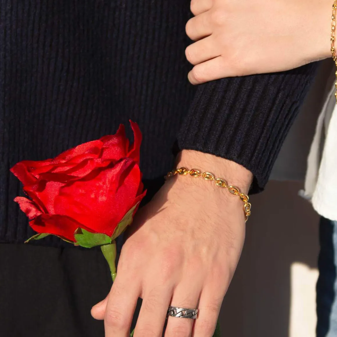 Bague acier maille gourmette