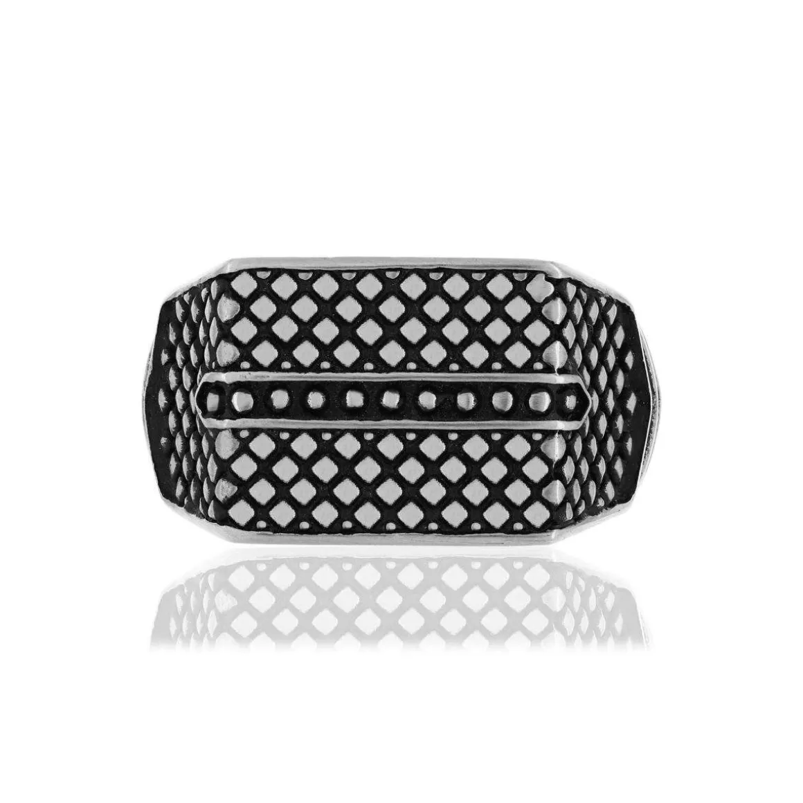 Bague acier motif reptile