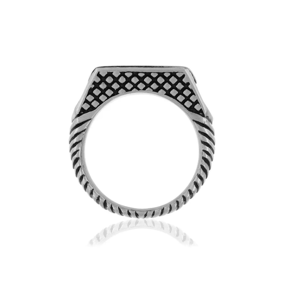Bague acier motif reptile