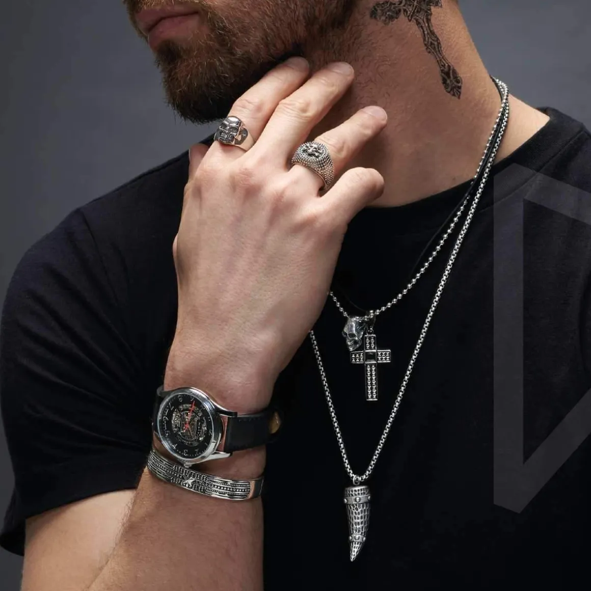 Bague acier tête de mort