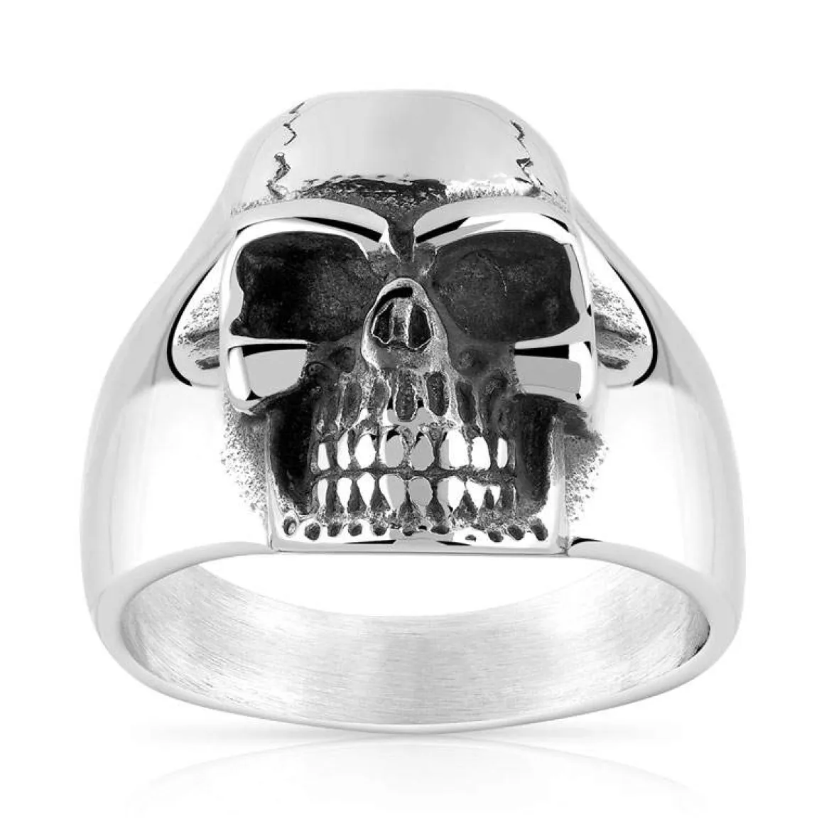 Bague acier tête de mort