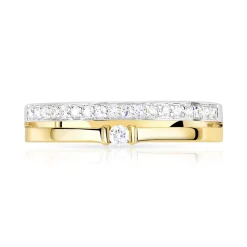 Bague alliance solitaire 2 ors 750 diamants 0.15 ct 4 mm