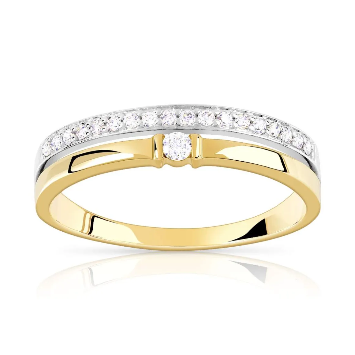 Bague alliance solitaire 2 ors 750 diamants 0.15 ct 4 mm