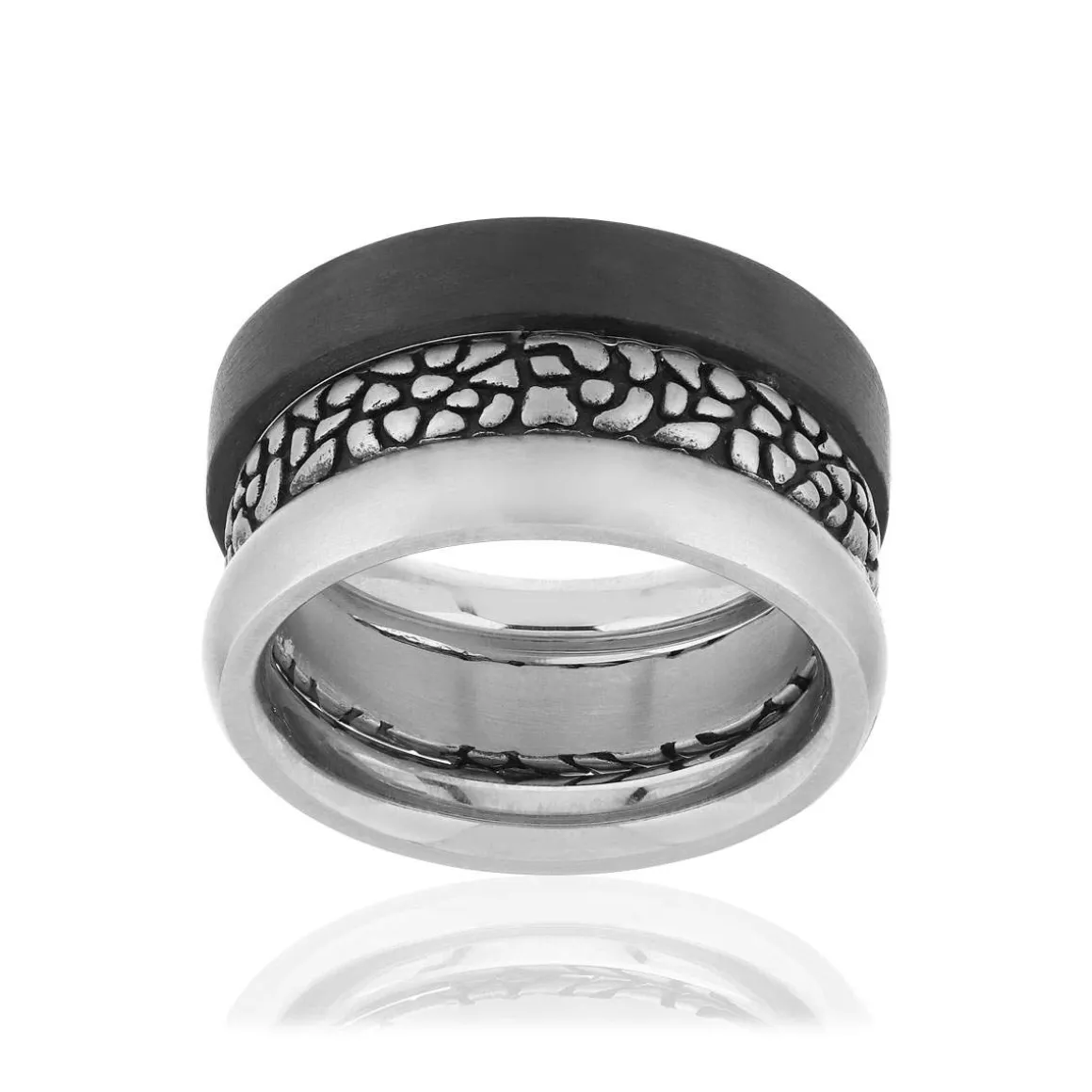 Bague 3 anneaux acier carbone