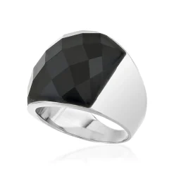 Bague argent 925 agate noire