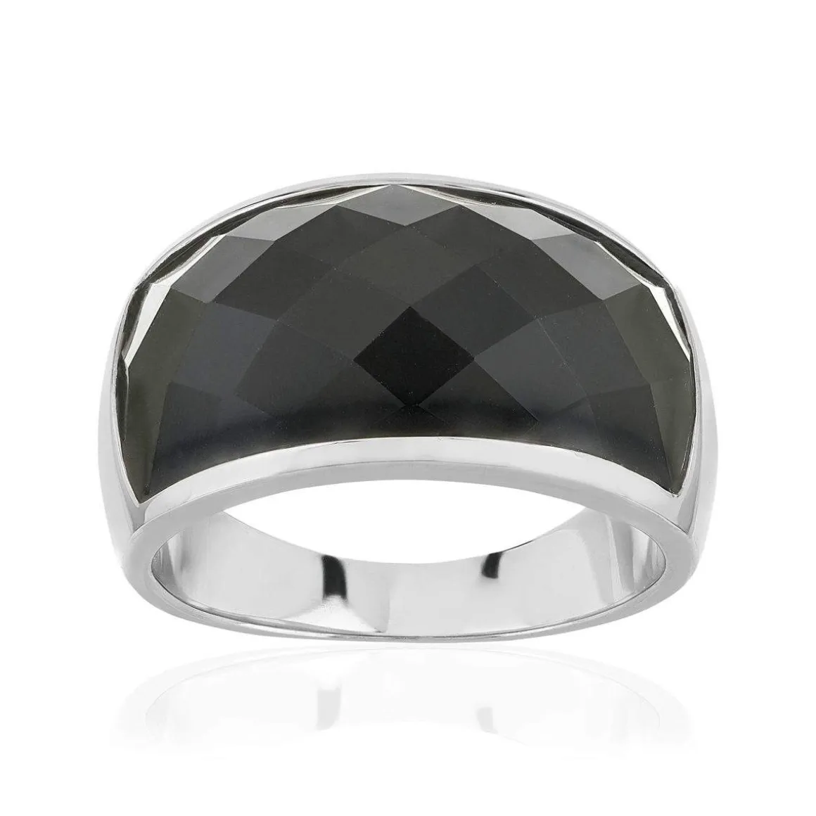 Bague argent 925 agate noire