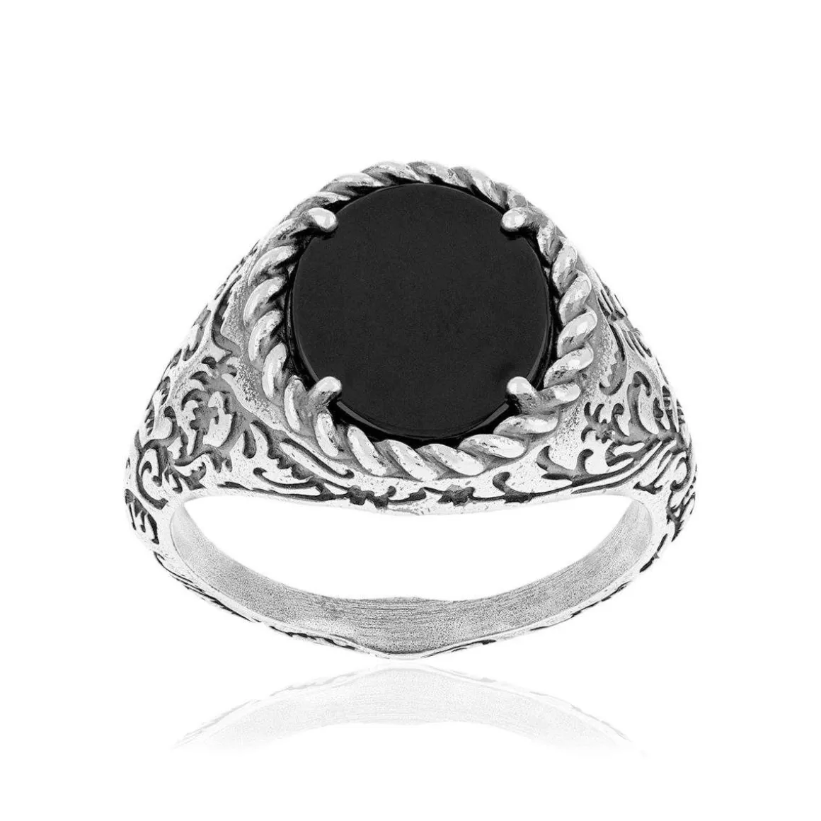 Bague argent 925 agate noire