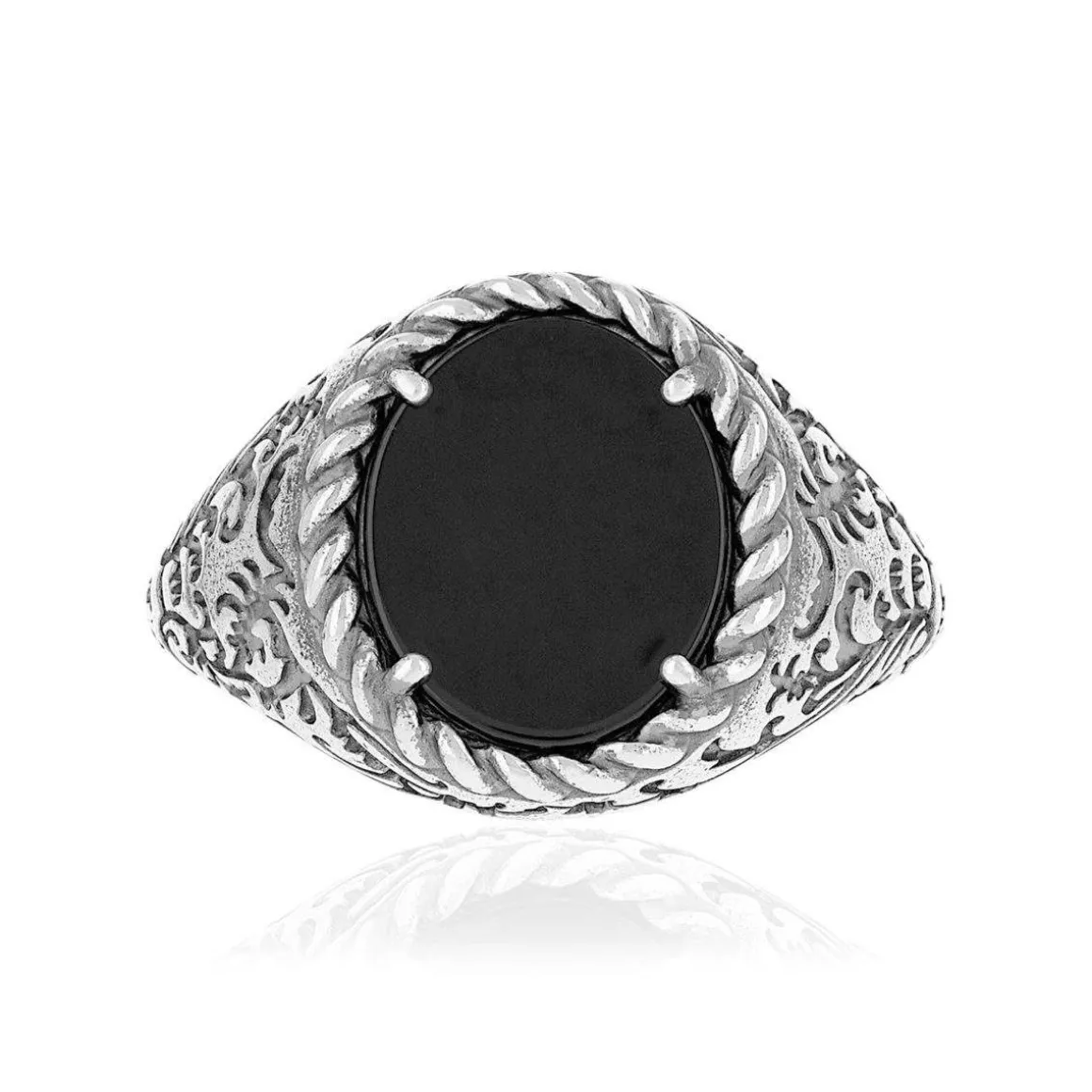 Bague argent 925 agate noire