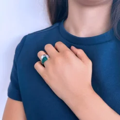 Bague argent 925 agate verte