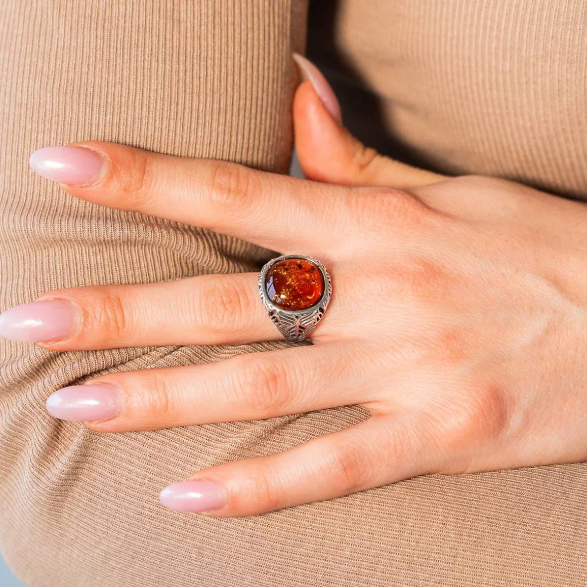 Bague argent 925 ambre