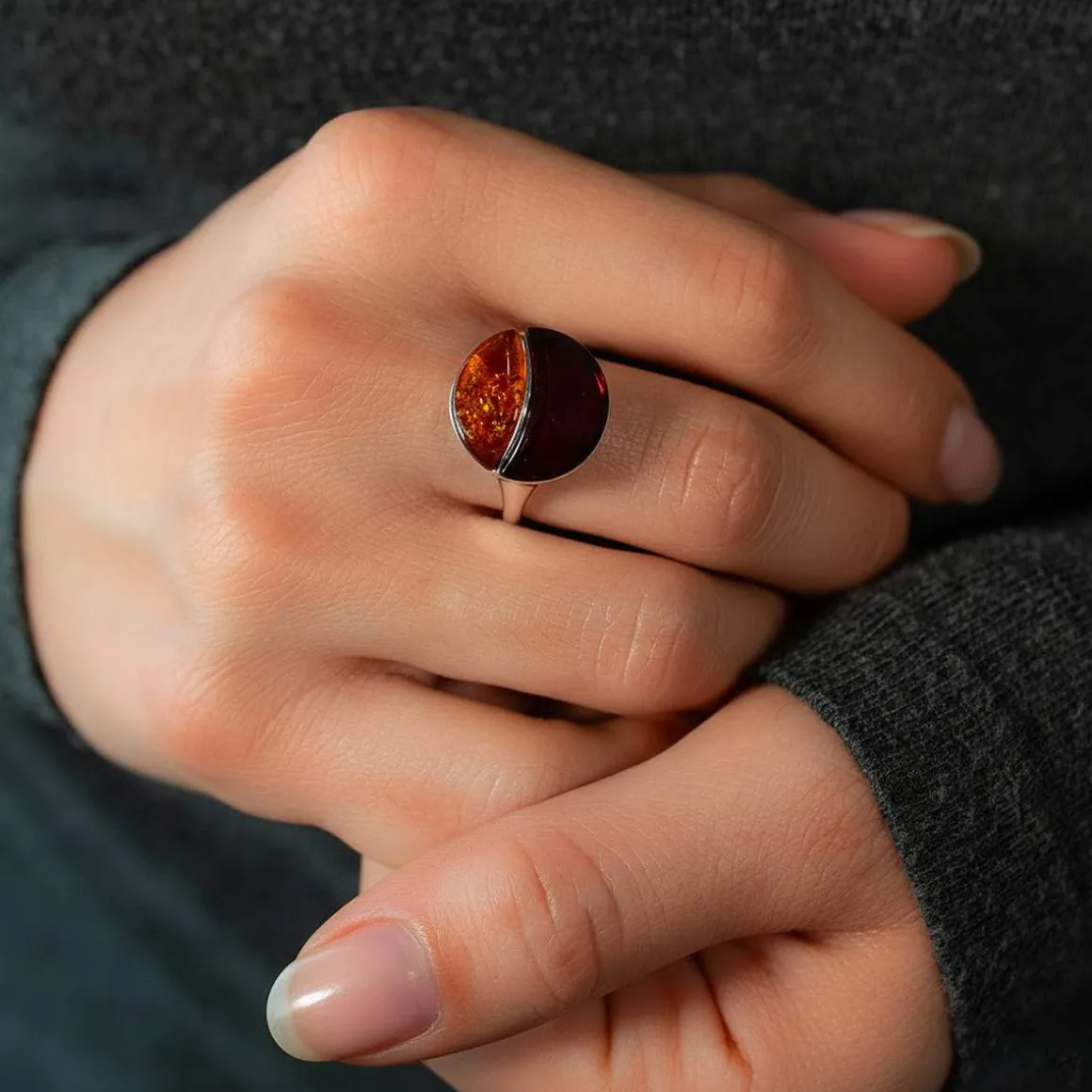 Bague argent 925 ambre