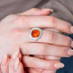 Bague argent 925 ambre