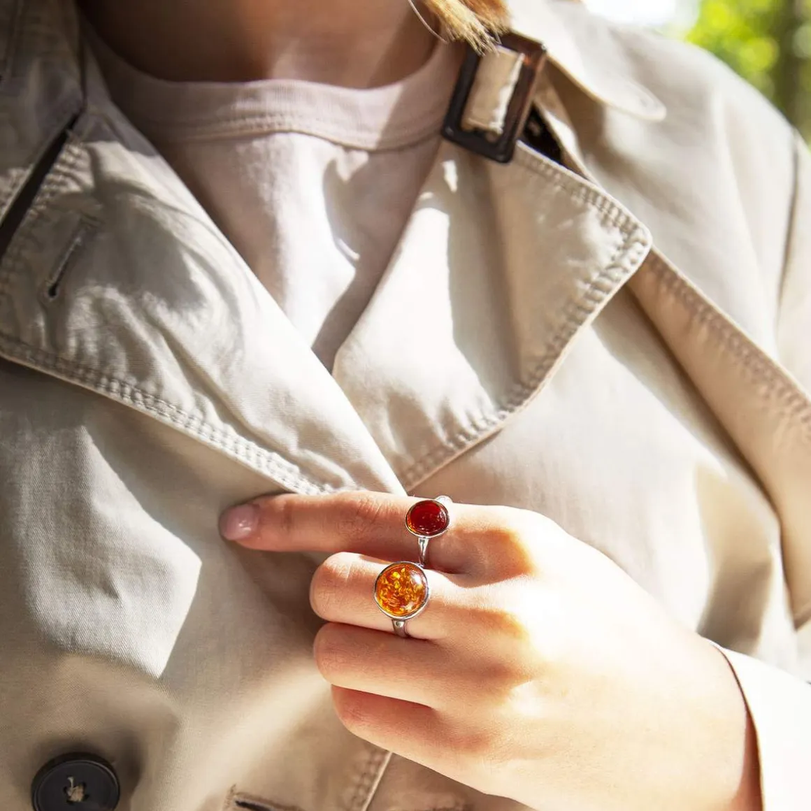 Bague argent 925 ambre ovale