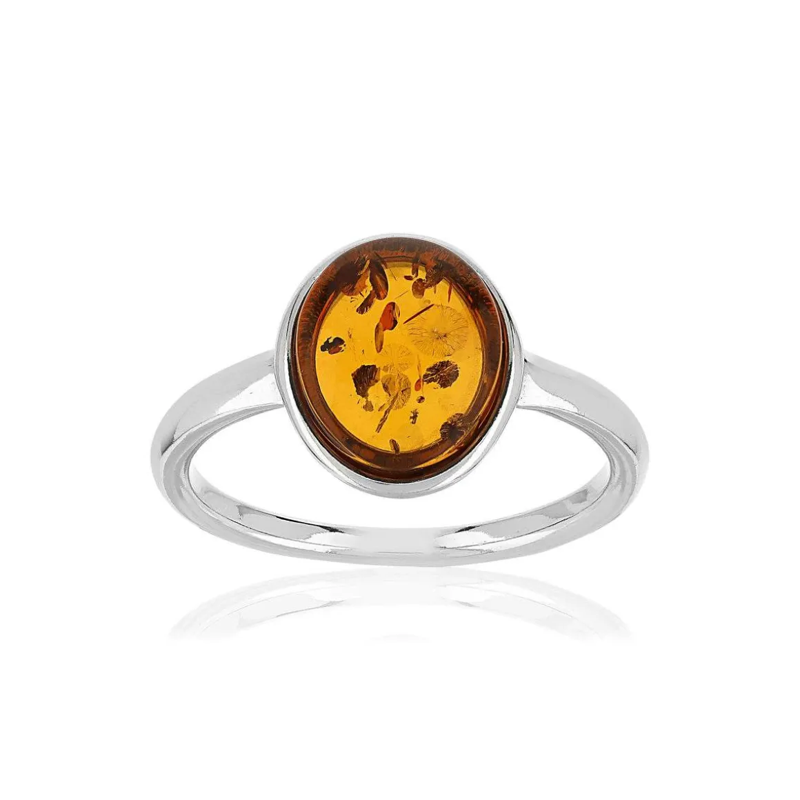 Bague argent 925 ambre ovale