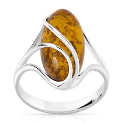 Bague argent 925 ambre ovale
