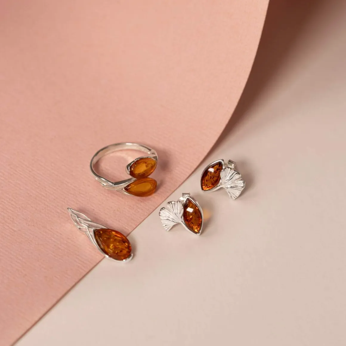 Bague argent 925 ambre taille poire