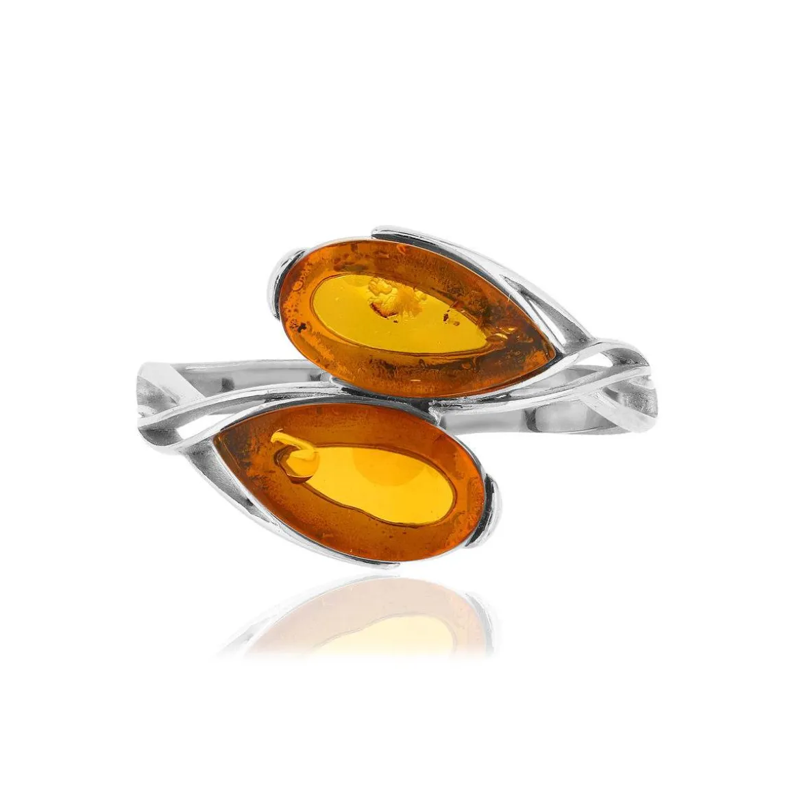 Bague argent 925 ambre taille poire