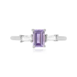 Bague argent 925 améthyste et topazes blanches