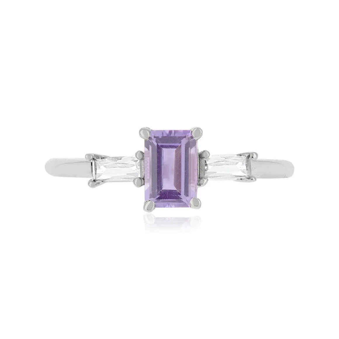 Bague argent 925 améthyste et topazes blanches