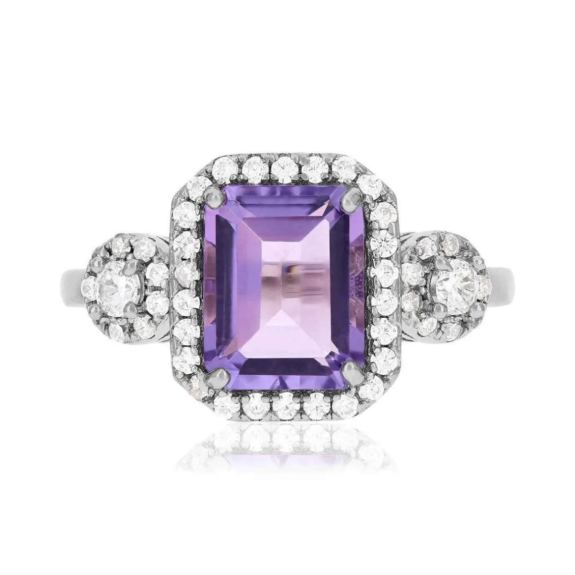 Bague argent 925 améthyste et zirconias